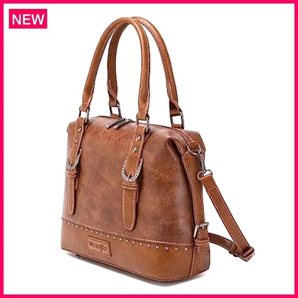 Western Barrel Satchel Purse with Detachable Strap, Lightweight Spacious Handbag - Picture 5 of 8